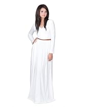 Hot Sale Koh Koh Women's V-Neck Long Sleeve Elegant Cockatil Evening Formal Maxi Dress - X-Large - Off White