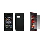 Nokia X6 - Premium Black Soft Silicone Gel Skin Cover Case + Crystal Clear  ....