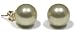 14k Yellow Gold 10mm Dyed Champagne Mother-of-Pearl Stud Earrings