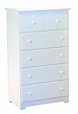 Atlantic Furniture Eco-Friendly Windsor 5 Drawer Chest, White