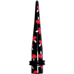 00 Gauge Black Red Mushroom Acrylic Ear Taper