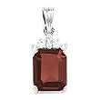 14K White Gold Mozambique Garnet and Diamond Pendant