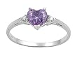 Sterling Silver Ring - Clear CZ - Lavender Heart - Prong Set - 7 mm x 2 mm, Sizes 4-9 Sterling Silver Ring - Clear CZ - Lavender Heart - Prong Set - 7 mm x 2 mm, Sizes 4-9