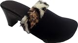 Onesole Women's Traveler Soft Step Snow Leopard Clog Heels