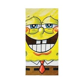 Spongebob Squarepants 'Grin' Towel - 100% Cotton Velour -  Great For The Bath, The Gym, The Pool or On the Beach
