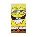 Spongebob Squarepants 'Grin' Towel - 100% Cotton Velour -  Great For The Bath, The Gym, The Pool or On the Beach