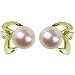 Natural White 5.5-6mm Aster 14k Gold Diamond Cultured Pearl Stud Earrings (Yellow Gold) - Dahlia Classic Collection