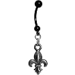 Black Anodized Titanium Fleur De Lis Belly Ring