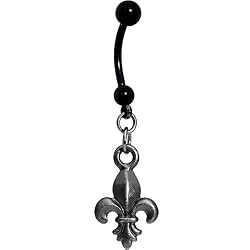 Black Anodized Titanium Fleur De Lis Belly Ring