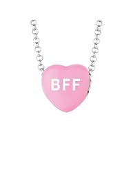 Sterling Silver 10mm Dk Pink enamel Sweethearts BFF Heart Pendant