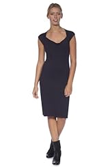 V-neck Cowl Neck Knee Length Cap Sleeves Midi Dress 