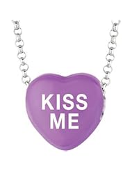 Sweethearts Enamel "Kiss Me" Heart on 16" Necklace Pendant with Gift Box