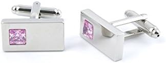 1 Pairs Men Boy Jewelry Cufflinks Cuff Links Party Favors Gift Wedding LS039 Pink Crystal Silver Block