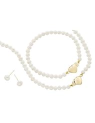 3-4mm Bracelet, Necklace & 5-5.5mm Earring Cultured Pearl 14K Gold Childrens Set