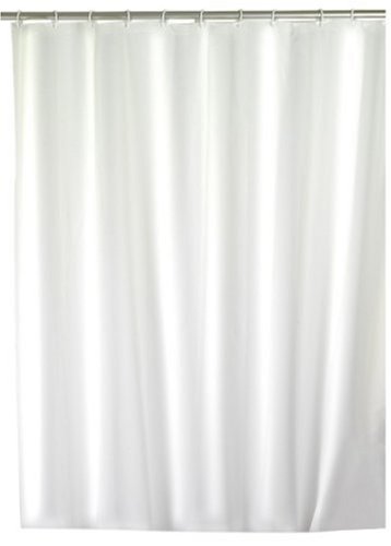 WENKO 19147100 Duschvorhang Uni Weiß - hochwertiges Textilgewebe, 240 x 180 cm