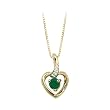 14K Yellow Gold 0.01 ct. Diamond and 4 MM Emerald Heart Pendant with Chain