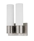Nuvo Lighting 60/3957 Link 2-Light Dual Tube Wall Sconce with White Glass, Brushed Nickel