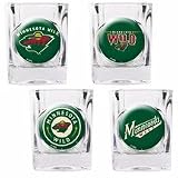 NHL Minnesota Wild Four Piece Square Shot Glass Set (Individual Logos)