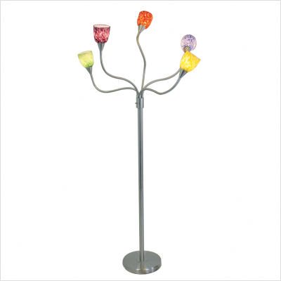 Medusa Floor Lamp in Brushed Metal with Speckled Sconces