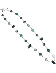 Tanias Treasures "Inspiration" Necklace, Apatite, Swarovski Crystal, Coin Shell, .925 SS, 26"