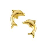 14K Yellow Gold Dolphin Children's Earrings