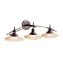 Kichler Lighting 6463OZ Structures 3-Light Halogen Wall Mount Bath Strip, Olde Bronze with Light Umber Glass