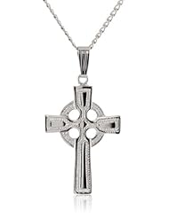 Sterling Silver Embossed Celtic Cross Pendant Necklace, 18"