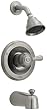 Delta Leland Pressure Balance Single-Handle Tub and Shower Faucet with Full-Spray Showerhead, Stainless #14478-SS