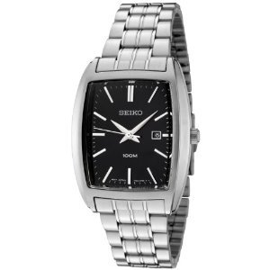 Seiko #SXD841 Men's Stainless Steel Black Dial Analog Dress Watch