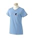 Custom embroidered ice hockey mean face puck design on ladies t-shirt