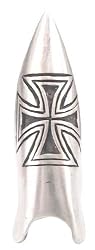 Iron Cross Pewter Finger Nail Ring Spike Claw