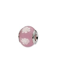 Sterling Silver Pink/White Italian Murano Glass Charm