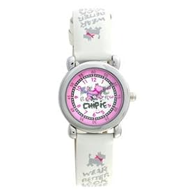 Chipie - 5203512 - Montre Fille - Quartz Analogique - Cadran Multicolore - Bracelet Cuir Blanc