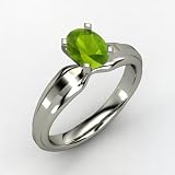 Oval Peridot Ring in 14K White Gold