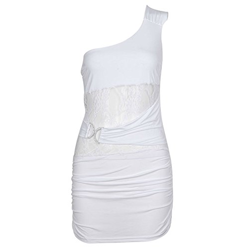 2014 New Arrival Women's One Shoulder Clubwear Sexy Nightclub Bodycon Mini Dress (White)
