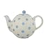 Dexam London Pottery 4 Cup Globe Teapot Blue Spots on Ivory