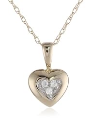 10k Gold Diamond Heart Pendant (0.03 cttw, I-J Color, I2-I3 Clarity)