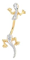 9ct Yellow Gold, CZ Set Split Lizard