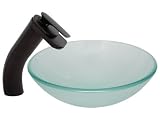 Geyser Sandstorm Bathroom Glass Vessel Sink and ORB Waterfall Faucet Combo