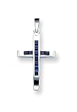 14k White Gold Sapphire Cross Pendant