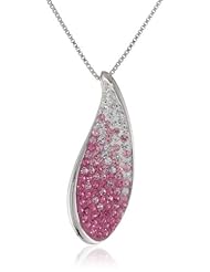 Carnevale Sterling Silver Faded Pink Tear Drop with Swarovski Elements Pendant Necklace, 18"
