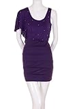 IMAGE OF Do & Be Single Flared Sleeve Gold Beaded Bodice Layered Band Skirt Tight Asymmetrical Dress Purple Small