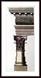 Art Poster Wood Framed Print - Elongated Column and Cornice II - Artist: Borra- Poster Size: 37 X 18