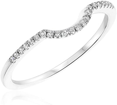 1/10 Carat T.W. Round Cut Diamond Ladies Wedding Band 10K White Gold- Size 3.25
