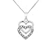 Diamond Heart Pendant in 14K White Gold (3/4 inch) with Chain