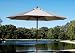 Outdoor Living : 9ft Wooden Market Umbrella with Pulley - Taupe