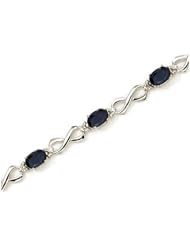 14K White Gold Oval Sapphire and Diamond Bracelet by Jewelry Mountain