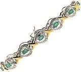 Sterling Silver Genuine Emerald & Diamond Accent Heart &