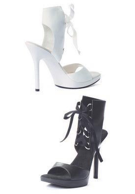 5 inch Heel Ankle High Sandal Women's Size Shoe With Cutout Heel and Corset Style Lace-up Front