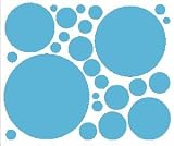 25 Light Blue Peel and Stick Polka Dots Vinyl Wall Decor Removable Stickers